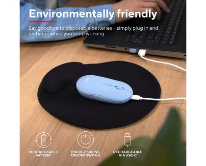 Мышь Trust 24126_TRUST Puck Rechargeable,  Ultra-Thin,  BT/WL,  Silent, Синій