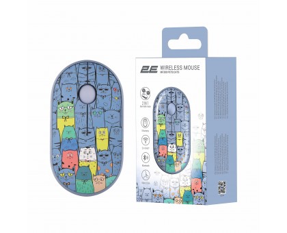 Мышь 2E 2E-MF300WPETSBL MF300 PETS:CATS Silent WL BT, синий
