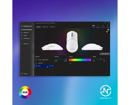 Мышь HyperX 8R2E7AA Pulsefire Haste 2 Core, RGB, WL/BT, белый