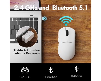 Миша Lemokey G1-A2 G1 USB-A/USB-C/WL/BT, 8K, білий