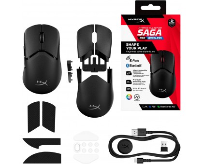 Миша HyperX A2PB2AA Pulsefire SAGA PRO, RGB, USB-A/WL/BT, чорний