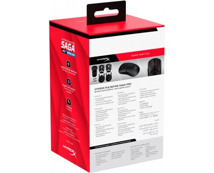 Миша HyperX A2PB2AA Pulsefire SAGA PRO, RGB, USB-A/WL/BT, чорний