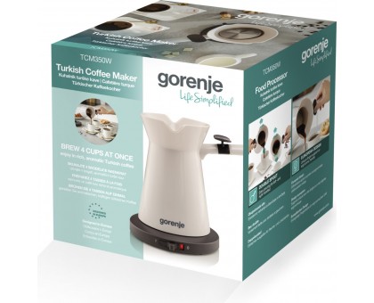 Кавоварка Gorenje TCM350W електротурка 0.35л, мелена, на 2 чашки, бежевий