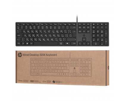 Клавіатура мембранна HP 9SR37UT 320K, 109key, USB-A, EN/UK, чорний