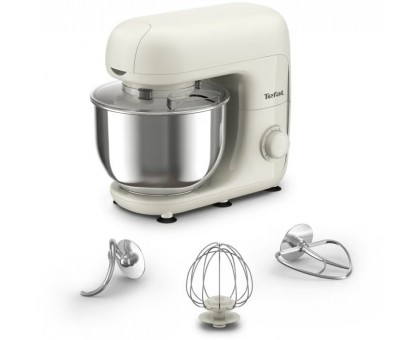 Миксер Tefal QB160138 планетарный Bake Essential 800Вт, насадки-3, чаша-нерж., металл, 4.8л, белый Миксер Tefal QB160138 планетарный Bake Essential 800Вт, насадки-3, чаша-нерж., металл, 4.8л, белый