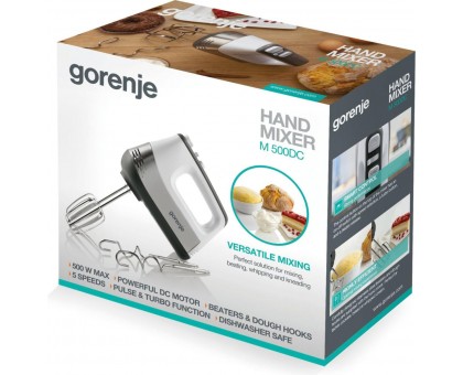 Миксер Gorenje M500DC ручной 500Вт, насадки-4, турборежим, белый-нерж Миксер Gorenje M500DC ручной 500Вт, насадки-4, турборежим, белый-нерж