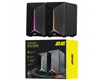 Акустична система 2E GAMING SG300, 2.0, 3.5мм, RGB, чорний Акустична система 2E GAMING SG300, 2.0, 3.5мм, RGB, чорний