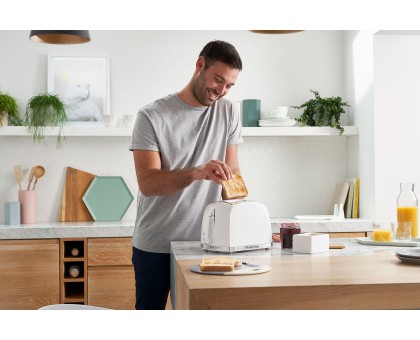 Тостер Russell Hobbs 26060-56 Honeycomb 850Вт, широкі слоти, пластик, білий