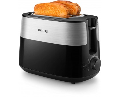 Тостер Philips HD2516/90 Daily Collection 830Вт, метал/пластик, чорний