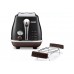 Тостер DeLonghi Icona Vintage 900Вт, метал, односторонній підігрів, чорний