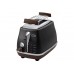 Тостер DeLonghi Icona Vintage 900Вт, метал, односторонній підігрів, чорний