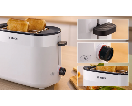 Тостер Bosch TAT2M121 950Вт, пластик, белый Тостер Bosch TAT2M121 950Вт, пластик, белый