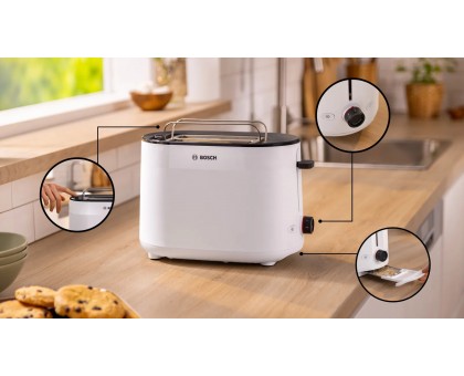 Тостер Bosch TAT2M121 950Вт, пластик, білий