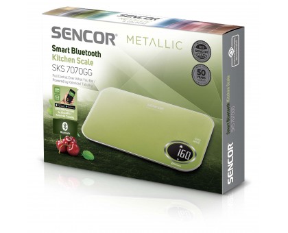 Весы Sencor SKS7070GG кухонные, 5кг, подключение к смарфтону, AAAx2, пластик, зеленый Весы Sencor SKS7070GG кухонные, 5кг, подключение к смарфтону, AAAx2, пластик, зеленый
