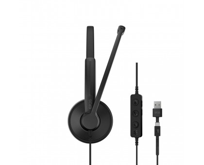 Гарнитура компьютерная стерео On-Ear EPOS IMPACT 100 MS, USB C + A, Microsoft Teams, односпрямований, 2м, Черный Гарнитура компьютерная стерео On-Ear EPOS IMPACT 100 MS, USB C + A, Microsoft Teams, односпрямований, 2м, Черный