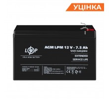 Распродажа (3864) Аккумулятор AGM LPM 12V - 7,5 Ah 09/2023