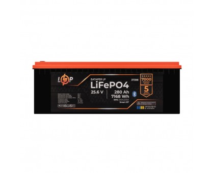 Аккумулятор LP LiFePO4 25,6V - 280 Ah (7168Wh) (BMS 200A/200А) пластик Smart BT Аккумулятор LP LiFePO4 25,6V - 280 Ah (7168Wh) (BMS 200A/200А) пластик Smart BT