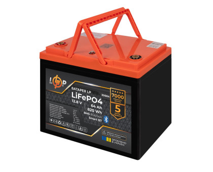 Аккумулятор LP LiFePO4 12,8V - 64 Ah (820Wh) (BMS 80A/64А) пластик Smart BT
