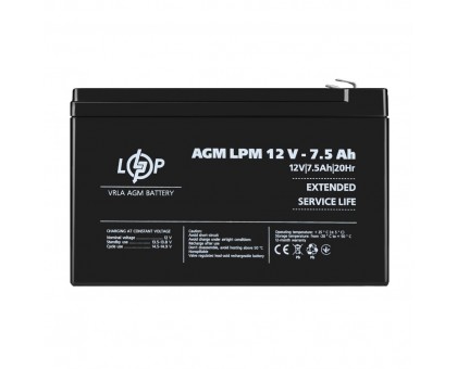 Акумулятор AGM LPM 12V - 7.5 Ah Акумулятор AGM LPM 12V - 7.5 Ah