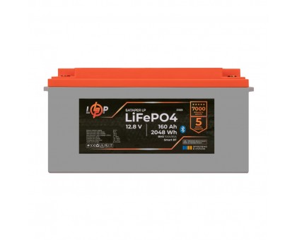 Акумулятор LP LiFePO4 12,8V - 160 Ah (2048Wh) (BMS 100A/80А) пластик Smart BT Акумулятор LP LiFePO4 12,8V - 160 Ah (2048Wh) (BMS 100A/80А) пластик Smart BT