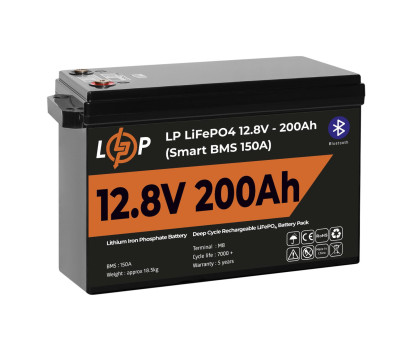 Аккумулятор LP LiFePO4 12V (12,8V) - 200 Ah (2560Wh) (Smart BMS 150А) с BT пластик Уценка