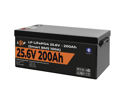 Акумулятор LP LiFePO4 24V (25,6V) - 200 Ah (5120Wh) (Smart BMS 100А) с BT пластик Уцінка