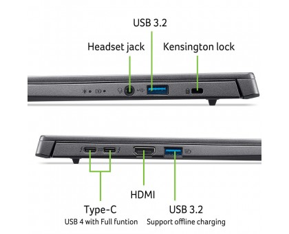 Ноутбук Acer NX.JFVEU.004 Aspire 14 A14-52M 14" WUXGA OLED, Intel U5-226V, 16GB, F512GB, UMA, Win11, серый