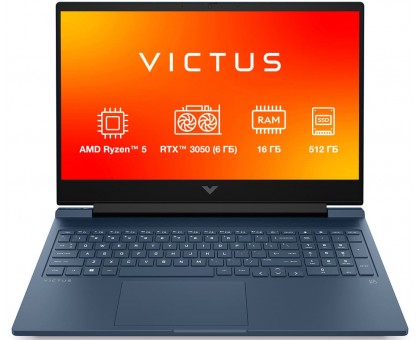 Ноутбук HP BF1P1EA Victus 15-fb3021ua 15.6" FHD IPS AG, AMD R5-8645HS, 16GB, F512GB, NVD3050-6, DOS, синий Ноутбук HP BF1P1EA Victus 15-fb3021ua 15.6" FHD IPS AG, AMD R5-8645HS, 16GB, F512GB, NVD3050-6, DOS, синий