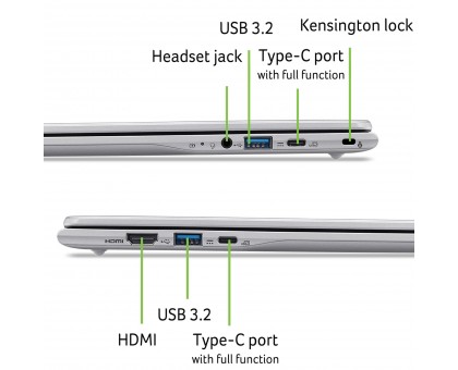 Ноутбук Acer NX.JLYEU.001 Chromebook CB315-6HT 15.6" FHD IPS Touch, Intel 3-N355, 8GB, F128GB, UMA, ChromeOS, сріблястий