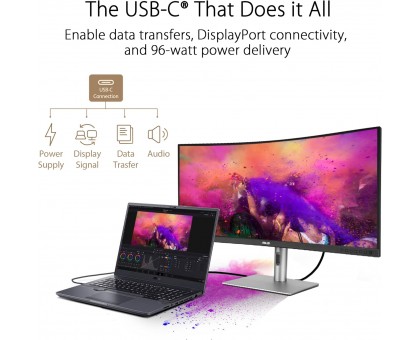 Монітор Asus 34.1" ProArt PA34VCNV 2xHDMI, 2xDP, USB-C, 2xUSB, RJ-45, MM, IPS, 3440x1440, 21:9, sRGB 100%, CURVED, AdaptiveSync, HAS, HDR10
