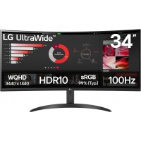 Монітор LG 34WR50QK-B 34" 34WR50QK-B 2xHDMI, DP, Audio, VA, 3440x1440, 21:9, 100Hz, sRGB 99%, CURVED, FreeSync, HDR10