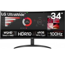 Монитор LG 34WR50QK-B 34" 34WR50QK-B 2xHDMI, DP, Audio, VA, 3440x1440, 21:9, 100Hz, sRGB 99%, CURVED, FreeSync, HDR10