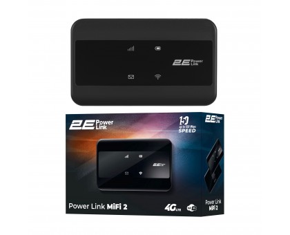Мобильный маршрутизатор 2E 694743655346 PowerLink (MiFi-2) LTE, Wi-Fi4, 1xType-C, 1xCRC9, 2100мА•ч черный