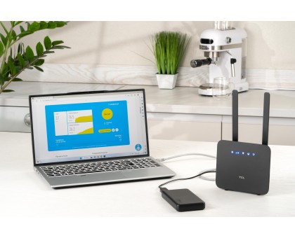 Маршрутизатор TCL 694743657296 LINKHUB (HH42CV2) LTE, Wi-Fi4, 1xFE LAN/WAN, 1xFE LAN, 2xSMA, Чорний + Power Bank 20000мА·год + USB-DC кабель 5В-12В