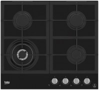 Варильна поверхня Beko HILW64325SB газова на склі, 60см, чавун, чорний