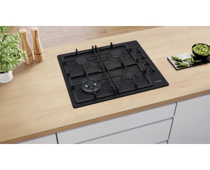 Варочная поверхность Bosch PBH6C6K90R газовая, 60см, чугун, WOK, черный