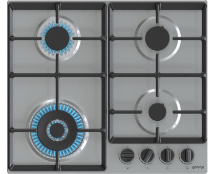 Варочная поверхность Gorenje GW641EBX газовая, 60см, чугун, комфорка Wok, нерж