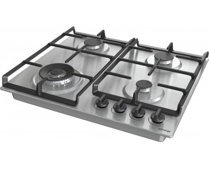 Варочная поверхность Gorenje GW641EBX газовая, 60см, чугун, комфорка Wok, нерж
