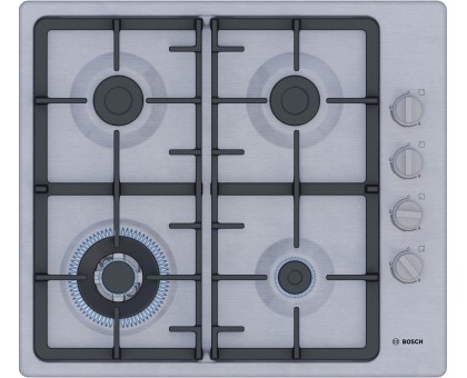 Варильна поверхня Bosch PBH6C5K90R газова, 60см, чавун, WOK, нерж Варильна поверхня Bosch PBH6C5K90R газова, 60см, чавун, WOK, нерж