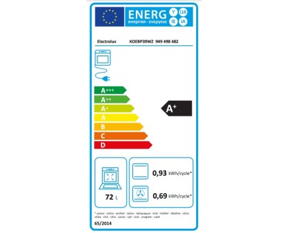 Духова шафа Electrolux KOEBP39WZ електрична, 72л, A+, дисплей, конвекція, піроліз, телескопічні напрямні, чорний