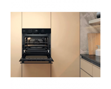 Духова шафа Whirlpool OMSK58CU1SB електрична, 71л, A+, дисплей, конвекція, телескопічні напрямні, пара, чорний