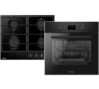 Комплект Hansa FCGS68326 (духовка електрична + емальована газова поверхня), чорний