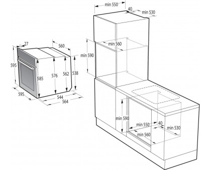 Духова шафа Gorenje BO6737E02BG електрична, 77л, A+, дисплей, макс.темп.- 300, IconLed, чорний