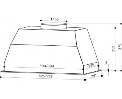 Вытяжка Faber 305.0588.063 встраиваемая, 72см, 920м.куб/ч, BI 70 SS 2LS, нерж