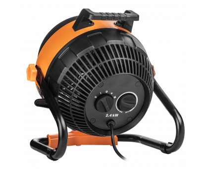 Тепловая пушка электрическая Neo Tools 90-070, 2в1, 2.4кВт, 35-50м кв, 460м куб/ч, ручная регулировка, чёрно-оранжевый Тепловая пушка электрическая Neo Tools 90-070, 2в1, 2.4кВт, 35-50м кв, 460м куб/ч, ручная регулировка, чёрно-оранжевый
