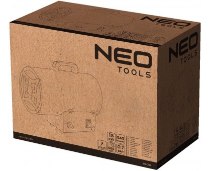 Теплова гармата газова Neo Tools 90-083, 15кВт, 150м2, 580м3/год, чорний, 3.68кг Теплова гармата газова Neo Tools 90-083, 15кВт, 150м2, 580м3/год, чорний, 3.68кг