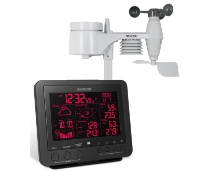 Метеостанция Sencor SWS9700, внутр/наруж измерение, от сети/CR2032x1+AAx3темп-ра, влажность, время, прогноз погоды, атм. давление, скор. ветра, чёрный Метеостанция Sencor SWS9700, внутр/наруж измерение, от сети/CR2032x1+AAx3темп-ра, влажность, время, прогноз погоды, атм. давление, скор. ветра, чёрный