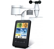 Метеостанція Sencor SWS9898WIFI, внутр/зовн вимірювання, від мережі/CR2032x1+AAx3, темп-ра, вологість, час, прогноз погоди, атмосферний тиск, шв. вітру, чорний