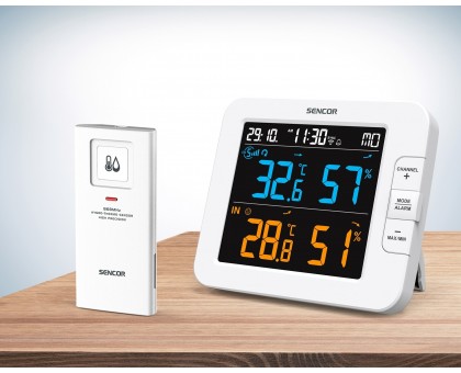 Метеостанція Sencor SWS8600SH, внутр/зовн вимірювання, температура, вологість, час, дні тижня, календар, підтримує платформи Android та iOS, Білий Метеостанція Sencor SWS8600SH, внутр/зовн вимірювання, температура, вологість, час, дні тижня, календар, підтримує платформи Android та iOS, Білий