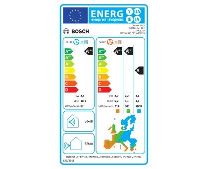 Кондиционер Bosch 7733703119 7733703119 Climate 7000i 25м2 инвертор 9000BTU 2.6кВт A+++/A+++ -30°С Wi-Fi R32 белый Кондиционер Bosch 7733703119 7733703119 Climate 7000i 25м2 инвертор 9000BTU 2.6кВт A+++/A+++ -30°С Wi-Fi R32 белый